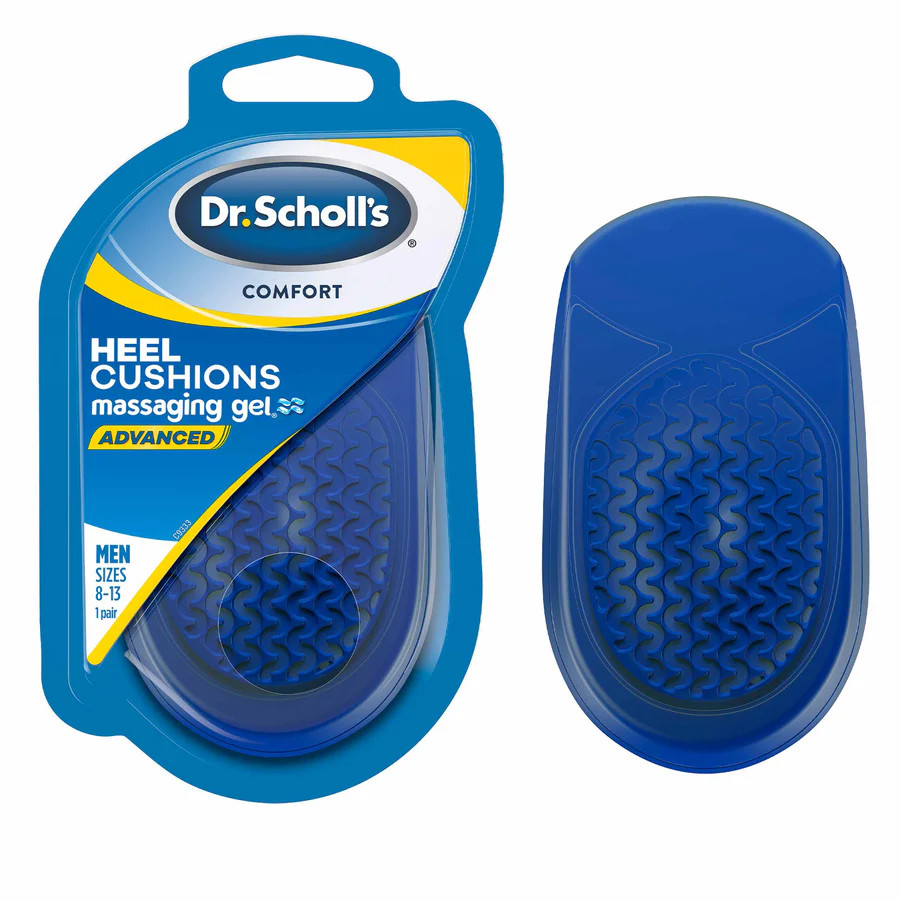 Dr. Scholl's Comfort Heel Cushions Massaging Gel Men's Size 8-13 One Pair 3PK