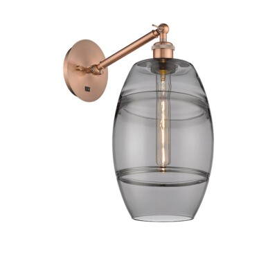 Innovations 317-1W Vaz 1Lt 8'' Sconce, U/D Arm, CP/SM - 317-1W-AC-G557-8SM