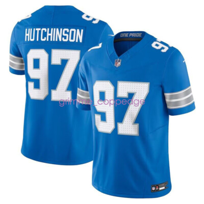 Men's #97 Aidan Hutchinson Blue 2024 F.U.S.E. Vapor Limited Stitched Jersey+