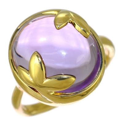 Tiffany & Co. Paloma Picasso Olive Leaf Ring Size 9 K18 Yellow Gold Amethyst
