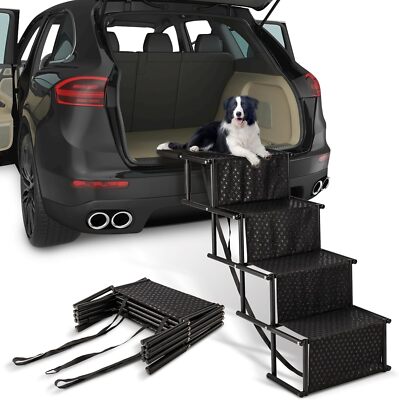 Large Folding Dog Ramp Non-Slip Stair Pet Steel Ladder Steps for Car SUV Truck