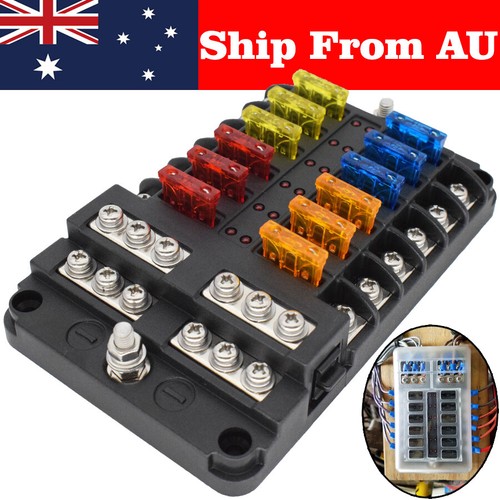 12 Way Auto LED Blade Fuse Box Block Holder 12V 32V Car Power Distribution Relay