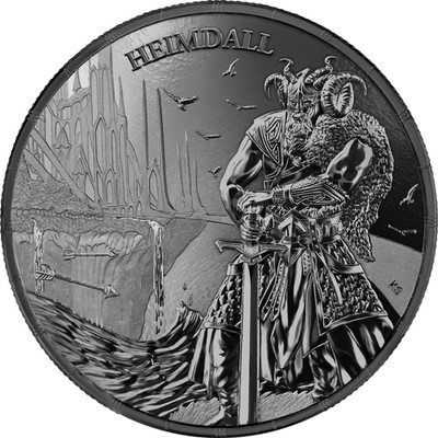 Germania Mint  5 Mark  Ragnarök HEIMDALL  2025 1 Oz 9999 Black Silver BU