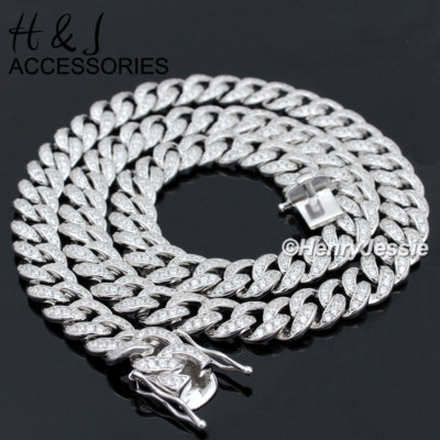 Pre-owned H&j Jewelry 16"men 925 Sterling Silver 8mm Miami Cuban Curb Cz Chain Choker Necklacesn11 In White/colorless,clear