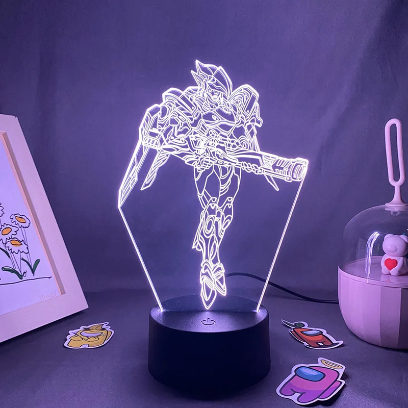 Overwatches OW Game Figure Pharah 3D Led Neon Night Lights Birthday Gift for Fri