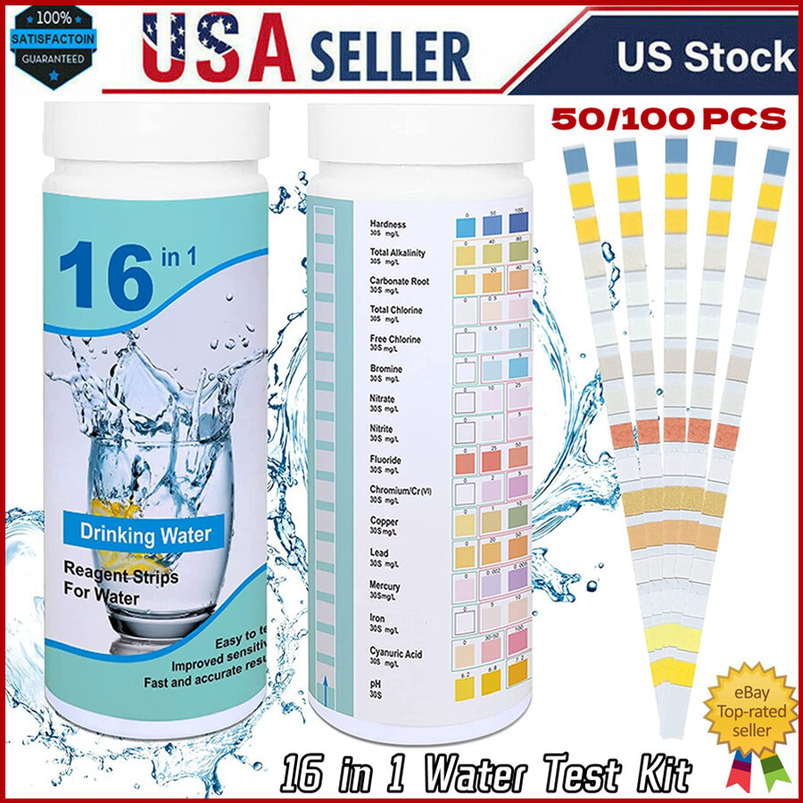 Drinking Water Test Kit Strips, 100 cnt. 16 in 1 Home Water 