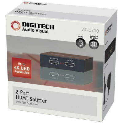 1 to 2 Port HDMI Splitter with UHD 4K Support One Input / Two Output