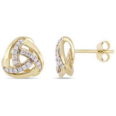 Pre-owned Amour 1/5 Ct Tw Diamond Stud Earrings In 10k Yellow Gold