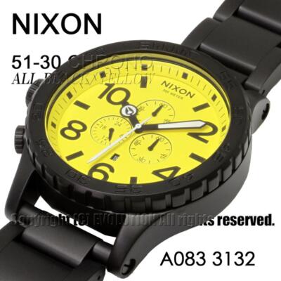 Pre-owned Nixon [] Watch 51-30 Chrono: All Black/yellow A083-3132-00 Men's Japan
