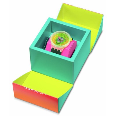 Pre-owned Swatch Big Bold Sb05k400 Blinded By Neon Watch Techno-sphere Gk101 Inspired