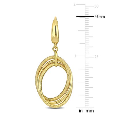 Pre-owned Amour Open Triple Oval Hanging Earrings On Leverback In 10k Yellow Gold