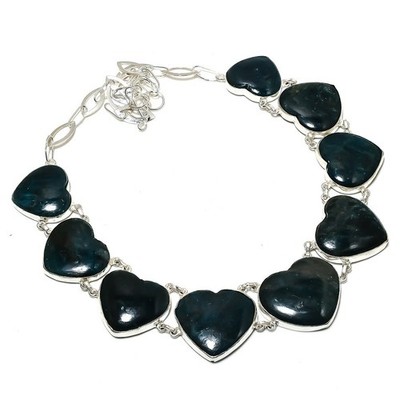 Neon Apatite Heart Shape Gemstone Necklace Adjustable Chain Jewelry 18" PT 4211