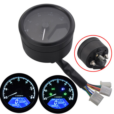 Digital Gauge Motorcycle Speedometer Tachometer Odometer MPH KM/H Universal