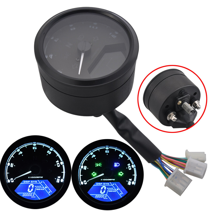 Digital Gauge Motorcycle Speedometer Tachometer Odometer MPH KM/H Universal USA