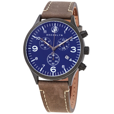 Brooklyn Watch Co. Мужские кварцевые часы Bedford Brownstone II с синим циферблатом 307-BLU-5