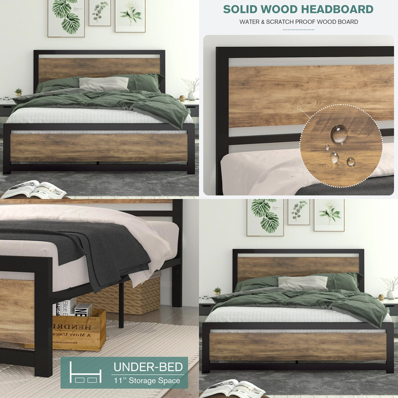 With Modern Wood Headboard Square Footboard