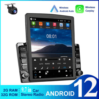 9.7'' Vertical Screen Multimedia Player 32GB Android Auto Car Stereo Radio GPS