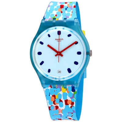 Swatch Prikket синий циферблат синие силиконовые женские часы GS401