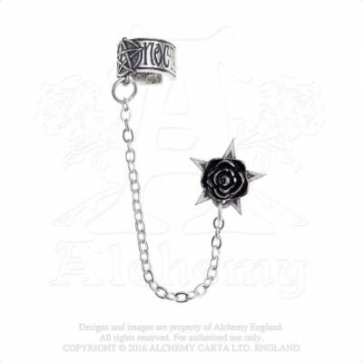 Alchemy Gothic Rosa Nocta Cuff Stud Chain Earring   Local Stock   Gothic