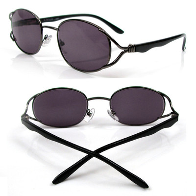 Sun Readers Metal Rim Single Vision Oval Reading Sunglasses 100-400