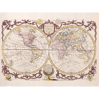 Map Of The World Vintage Art Print Canvas Premium Wall Decor Poster