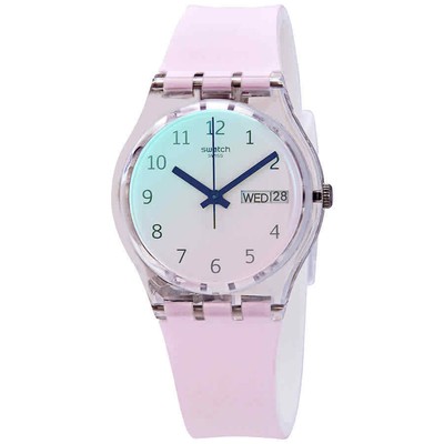 Swatch Ultrarose Quartz Ombre Dial Белые розовые силиконовые женские часы GE714