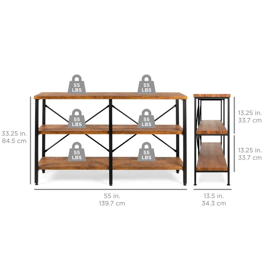 Industrial Entryway Hallway Console Table With Shelves For Living Room Tv Stand