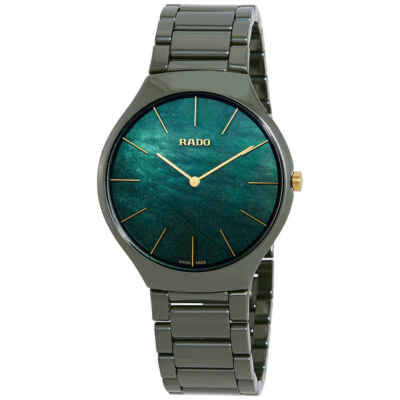 Pre-owned Rado True Thinline Green Mop Dail Men's Watch R27006912