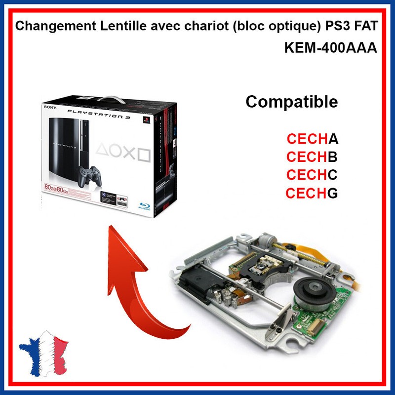 Lentille Avec Chariot (Bloc Optique) Sony Playstation 3 Fat Kem-400aaa
