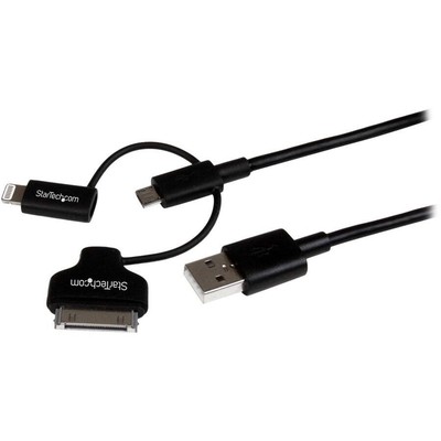 StarTech.com 1m (3 ft) Black Apple 8-pin Lightning or 30-pin Dock Connector or