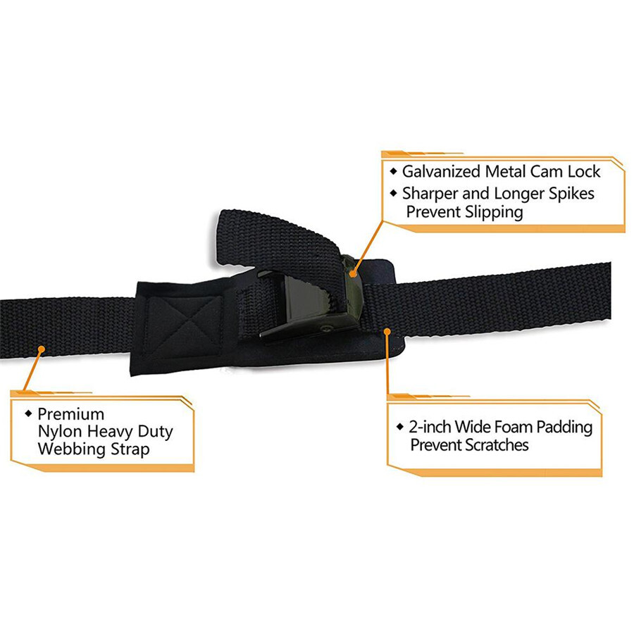 1Pair 9.8ft Car Roof Rack Lashing Tie Down Strap Luggage Kayak Canoe Raft Buckle
