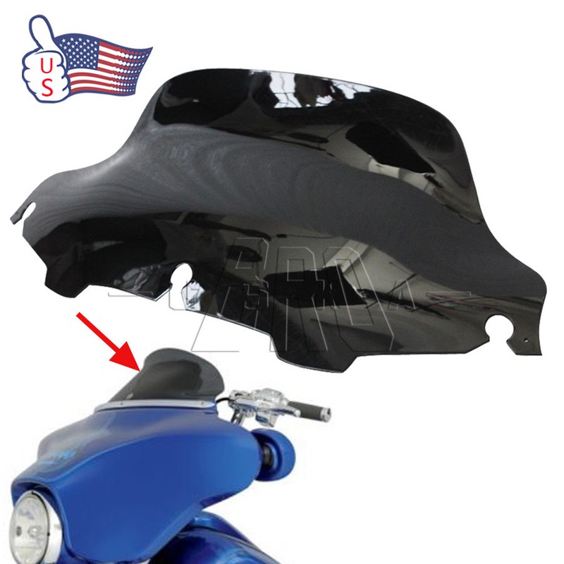 Motors Black 10.5" Wave Windshield Windscreen for Harley Electra Street