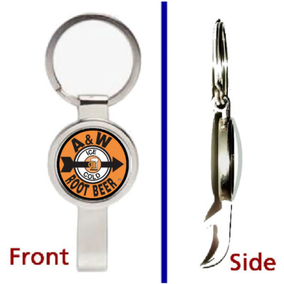 A&W Root Beer retro soda Pendant or Keychain silver tone secret bottle opener