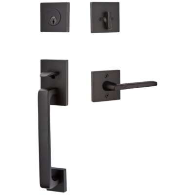 EMTEK Baden Sectional Single Cylinder Keyed Entry Handleset, Helios Lever