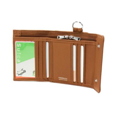Pre-owned Porter Yoshida Calm Wallet Squid Fold Wallet 041-03122 Camel In Beige