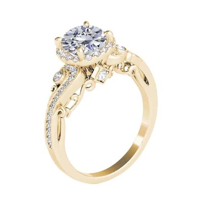 Pre-owned Maulijewels 1.00 Ct Natural Diamond Halo Engagement Ring In 14k Solid Yellow