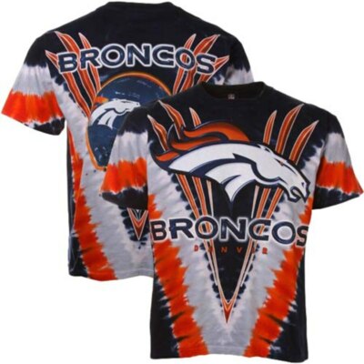 Denver Broncos ''V'' Design Tie Dye Shirt by Liquid Blue - Adult X-Large