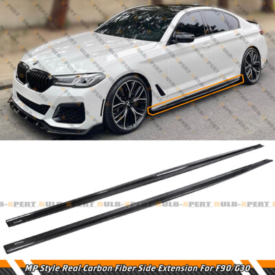 For 17-23 BMW F90 M5 G30 530 540 550 Carbon Fiber Side Skirt Extension Splitters