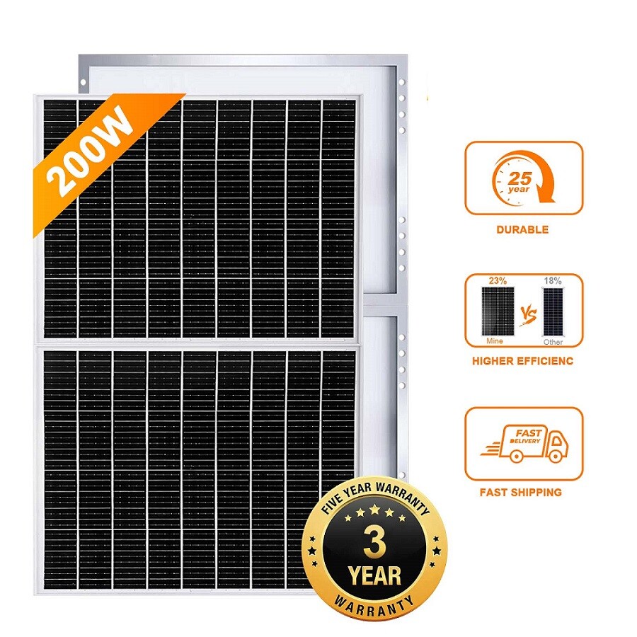 New Solar Panel 200 Watts 2pcs 100W Monocrystalline 12 Volt RV Boat Off Grid 24V