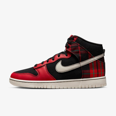 New Nike Dunk High SE Tartan Plaid Shoes Sneakers University Red DV0826 001