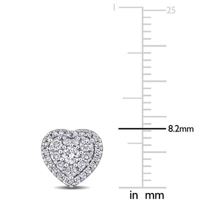 Pre-owned Amour 1/2 Ct Tw Diamond Composite Heart Shape Halo Stud Earrings In 10k White