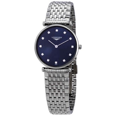 Женские часы Longines La Grande Classique Sunray с синим бриллиантовым циферблатом L4.512.4.97.6