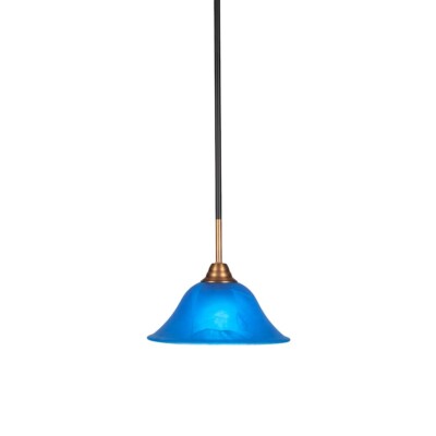 Toltec Paramount Mini Pendant, BK Brass, 10'' Blue Italian - 3401-MBBR-435