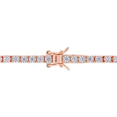 Pre-owned Amour 5 1/10 Ct Dew Created Moissanite Tennis Bracelet In Rose Gold Plated