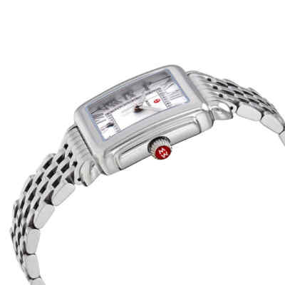 Pre-owned Michele Deco Quartz White Dial Ladies Watch Mww06g000012