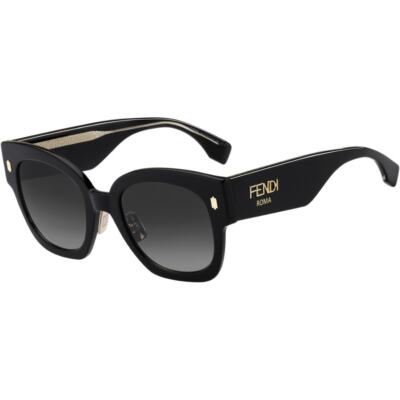 Pre-owned Fendi Ladies Black Sunglasses W/ Gold Hardware, "ff0458/g/s" In Gray