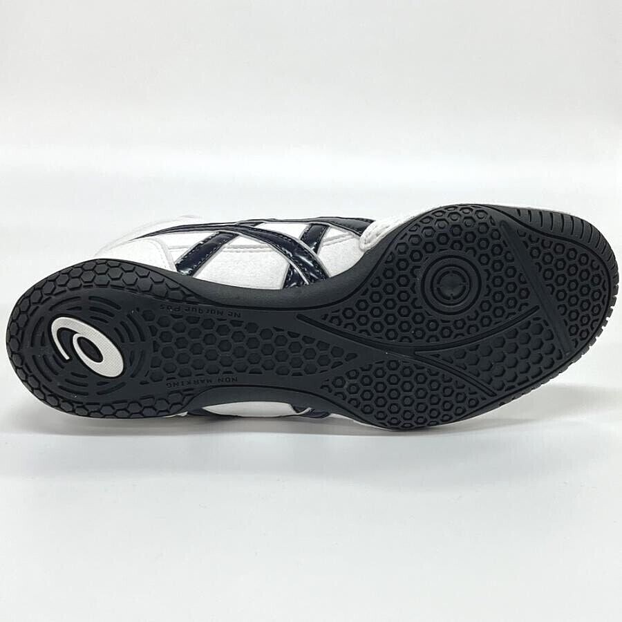 Pre-owned Asics Wrestling Shoes 1083a001 White/navy(silver) Ex-eo(twr900) Successor Aw:wt In White,navy(silver)