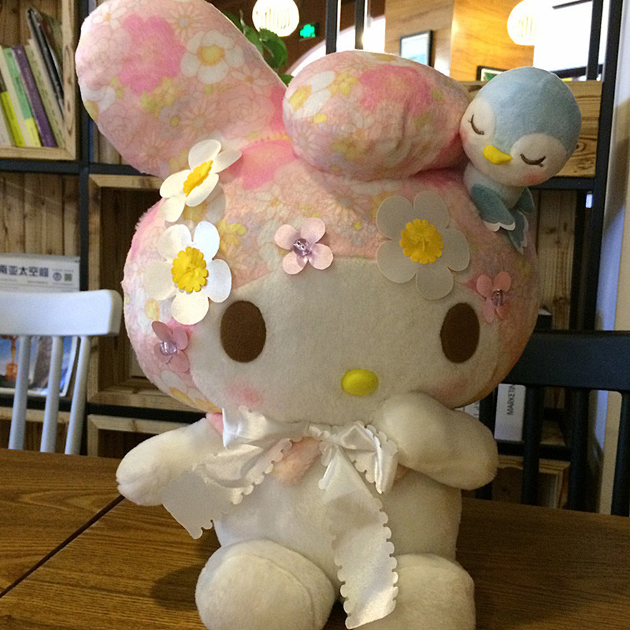Large My Melody Plush Doll Cute Stuffed Toy with Sakura Bird Sanrio 17