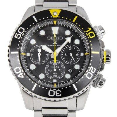 SEIKO ProspeX SSC613P1 Solar Sea Watch Chronograph Steel Diver 200m V175 Yellow