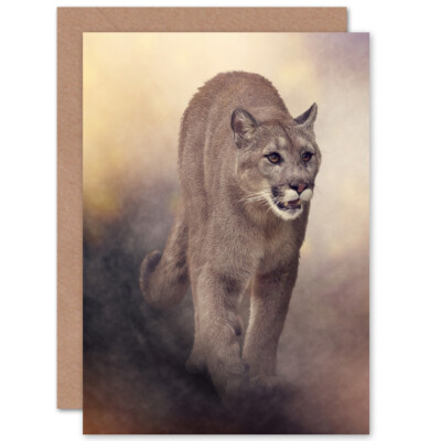 Mountain Lion Cougar Illustratopm Card With Envelope